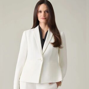 NWT Kasper Womens Sz 12 Vanilla Ice Stretch Crepe One Button Blazer Jacket Suit